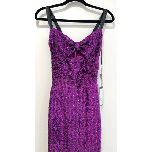 Dolce And Gabbana Purple Sequinned Cut Out Long Dress - Picture 7 of 12
